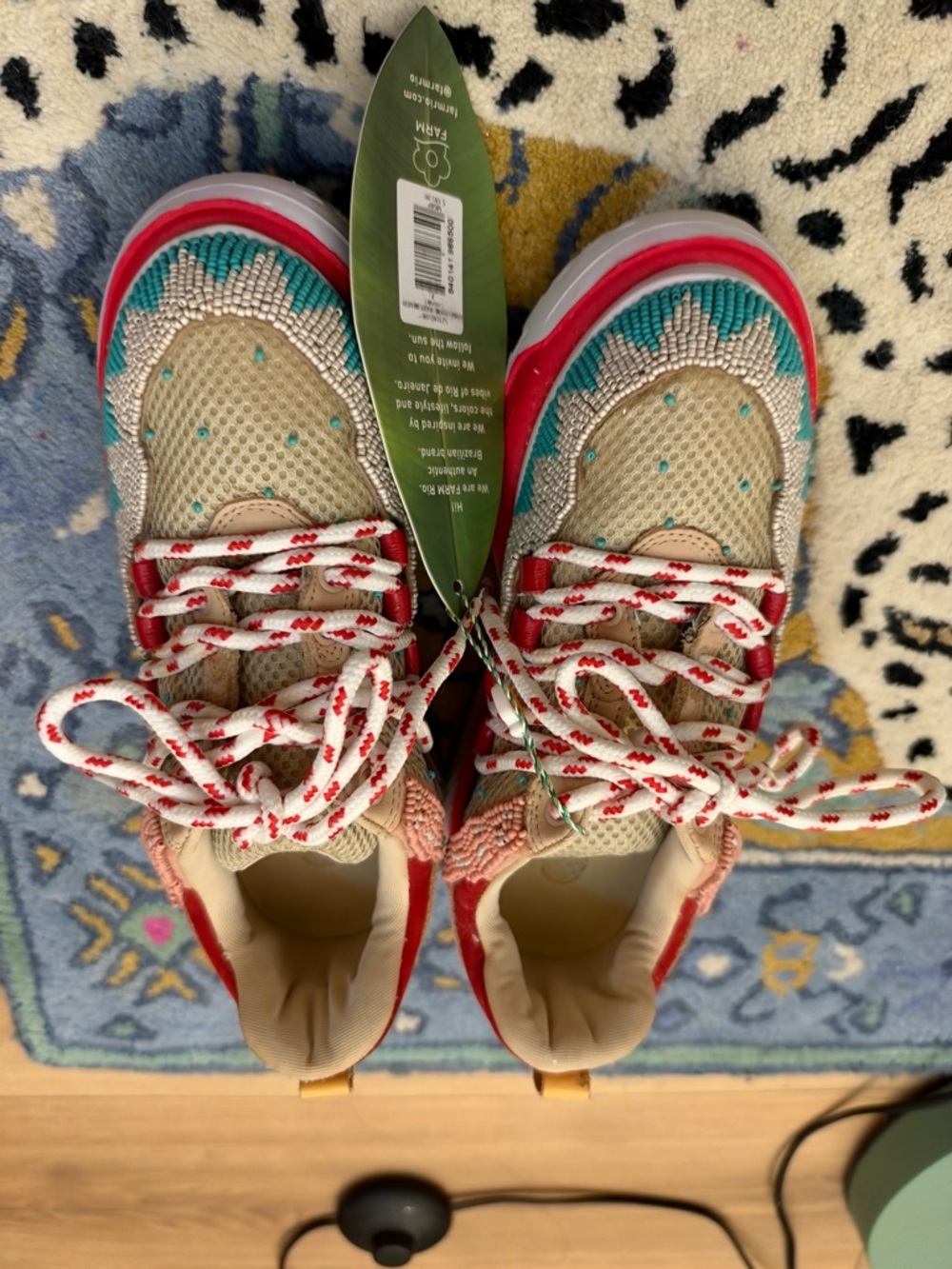 FARM Rio Beige Multicolor Beaded Sneaker - Picture 2 of 6